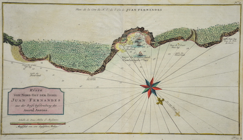 Küste von Nord Ost der Insel Juan Fernandes aus der Reisebeschreibung des Amiral Ansons.