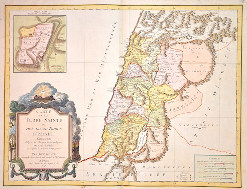 Carte de la Terre Sainte ou des Douze Tribus d´ Israel.