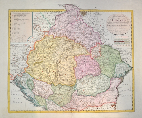 General Charte von Ungarn mit seinen Nebenländern Croatien, Dalmatien, Slowonien und Siebenbürgen ingleichen Galizien und der Bukowina