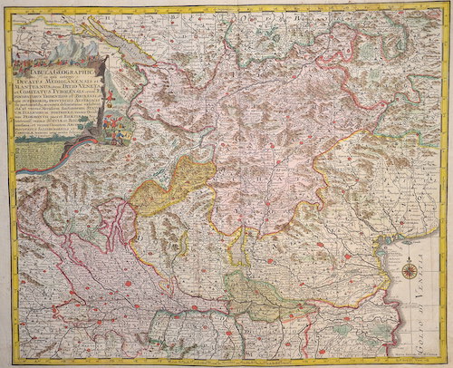Tabula Geographica in qua integri Ducatus Mediolanensis et Mantuanus; item Ditio Veneta et Comitatus Tyrolensis, cum Episcopatibus Tridentino et..