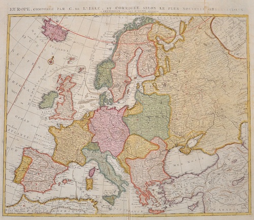 Europe, composée par G. d´ Isle et corrigée selon le plus nouvelle observations