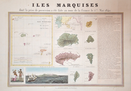 Iles Marquises dont la prise de possession a été faite au nom de la France le 1er Mai 1842