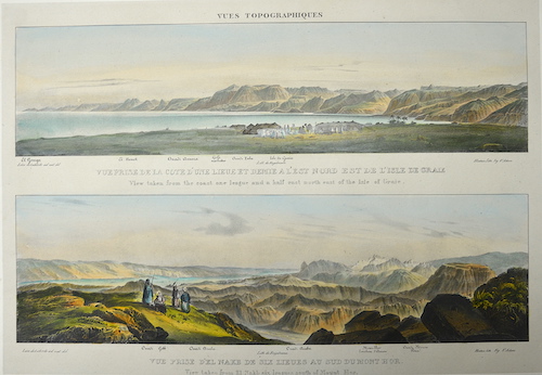 View taken from the coast one league and a half east north-east of the isle of Graie/View taken from L Nakb six leagues sout of Mount Hor