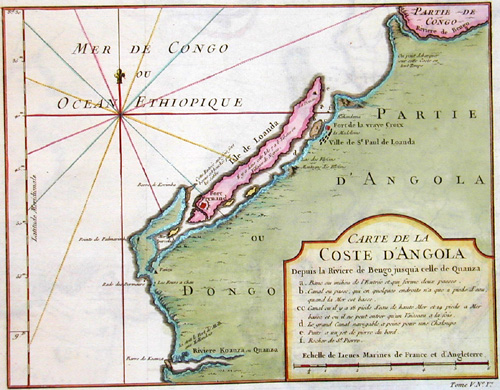 Carte de la coste d´ Angola
