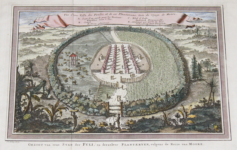 Vue d´une Ville des Foulis et de ses Plantations, tirée du voyage de Moore