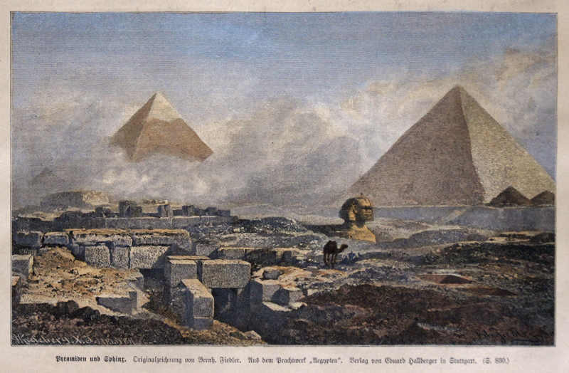 Pyramiden und Sphinx. Originalzeichnung von Bernh. Fiedler.