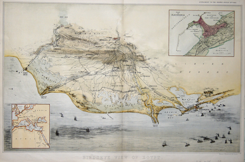 Birdseye view of egypt. Plan of Alexandria