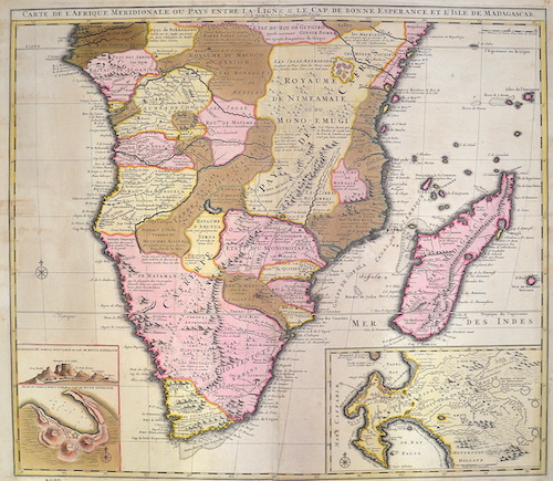 Carte de l’Afrique Meridionale ou pays entre la Ligne & Cap de Bonne Esperance, et l’Isle de Madagascar.