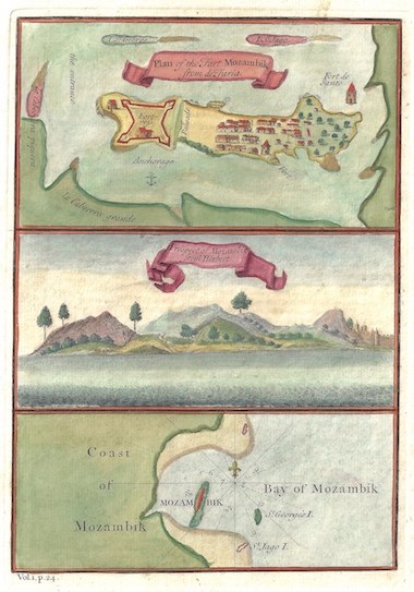 Plan of the Fort Mozambik from de Faria. Prospect of Mozambik Froni Herbert