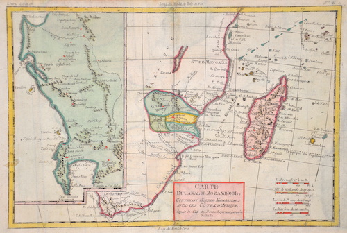 Carte du Canal de Mozambique, Contenant l’Isle de Madagascar, avec les Cotes d’Afrique