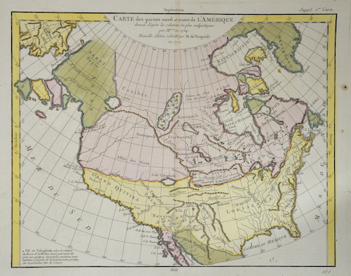 Carte des Parties nord et quest de l´ Amerique