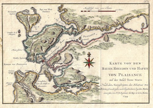Karte von den Bayen, Rheeden und Hafen von Plaisance auf der Insel Terre Neuve