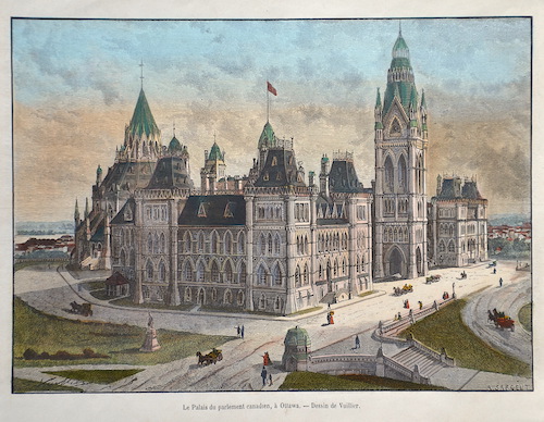 Le Palais du parlement canadien, à Ottawa. -Dessin de Vuillier.