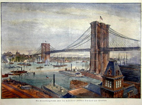 Die riesen Hängebrücke über den Cast River zwischen New York und Brooklyn