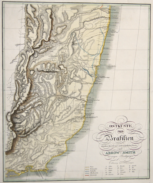 Ostküste von Brasilien zwischen den 15.n und 23.n Grad südlicher Breite nach Arrow-Smith mit eigenen Berichtigungen.