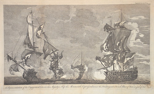 A Representation of the Engagement between his Majesty’s Ship the Monmouth Capt. Gardiner, u the Foudroyant a French Man of War, on y 28. of Feb. 1758