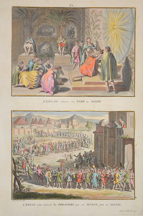 L’yncas consacre son Vaze au Soleil / L’yncas vient recevoir les Ofrandes que ses Sujets sont au Soleil