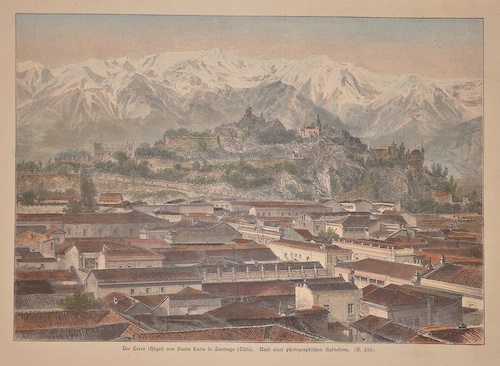 Der Cerro (Hügel) von Santa Lucia in Santiago (Chile).