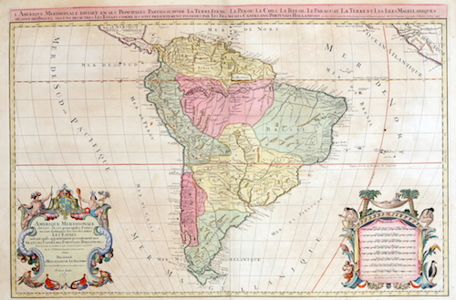 Amerique meridionale divisee en ses principales Parties ou sont distingues les uns des autres Les Estats