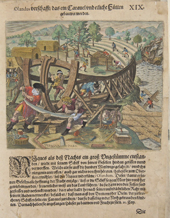 Olandus verschafft das ein Caravel und etlliche Hütten gebauwet worden