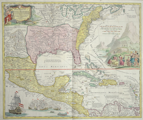 Regni Mexicani Novae Hispaniae Ludovicianae, N. Angliae, Carolinae, Virginiae et Pensylvaniae,..