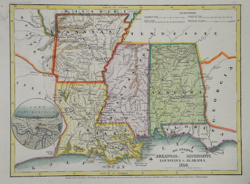Die Staaten von Arkansas, Mississippi, Louisiana u Alabama. 1850