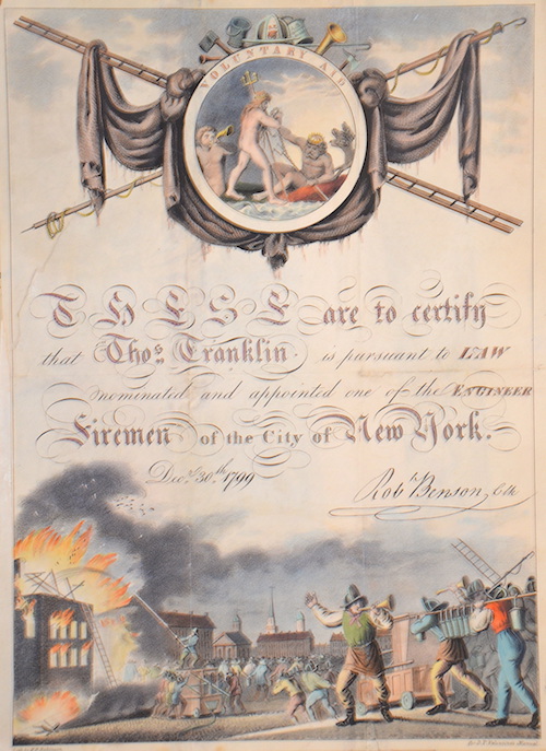 These are to certify that Thos Franklin is pursuant to Law nominated and appointed one of the Engineer Firemen of the City of New York.