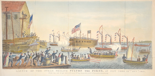 Launch of the steam Frigate Fulton the First, at New York 29th Oct. 1814