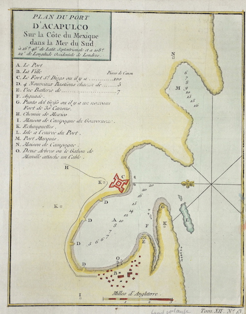 Plan du Port D’Acapulco Sur la Cote du Mexique dans la Mer du Sud.