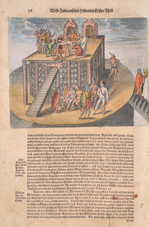 West-Indianischer Historien Erster Theil 38 (Vom Menschenopfer der Indianer zu Mexico)