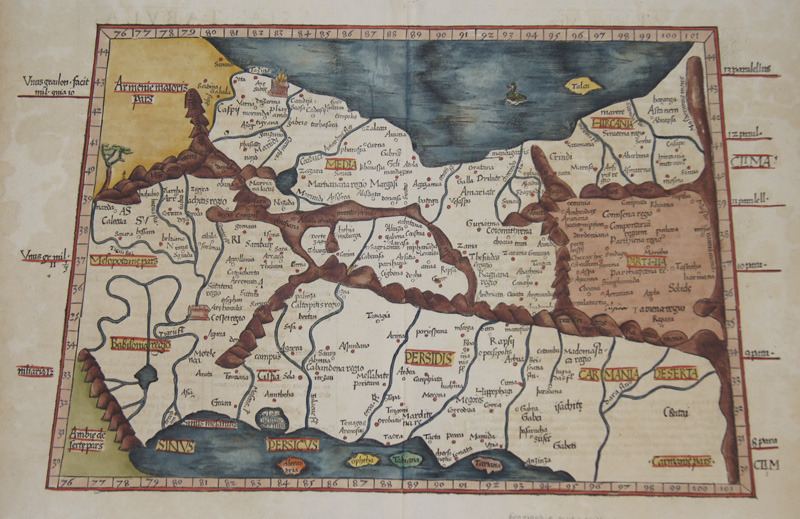 Asiae tabula quinta continentur Assyria, Media, Susslanca, Persis, Parthia..