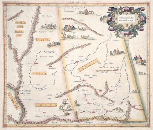 Asiae VIII Tab / Medius meridianus 160, ad quem applicantur reliqui iuxta rationes parallelorum 42  u 54.