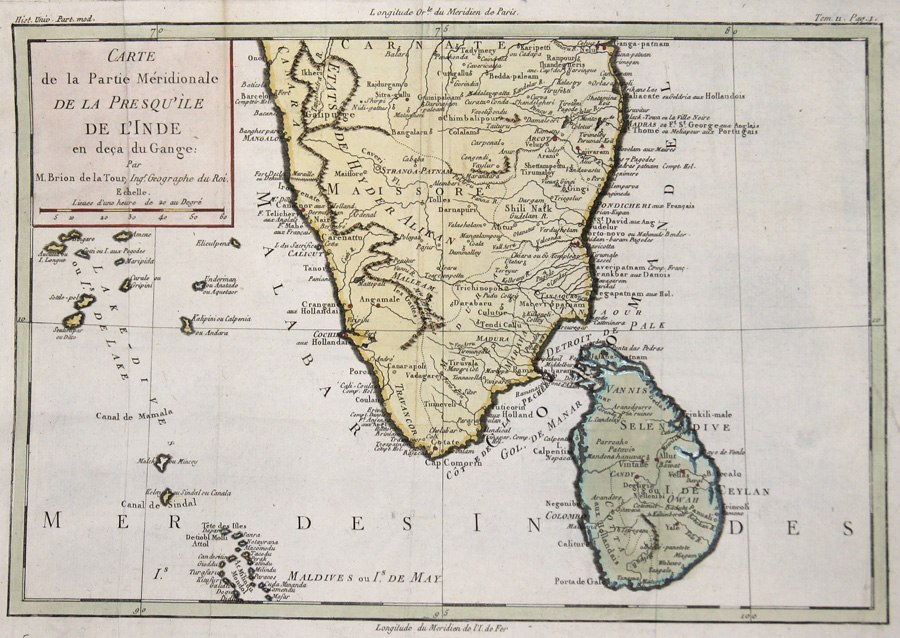 Carte de la Partie Meridionale de la Presqu’ile de l’inde en deca du Gange