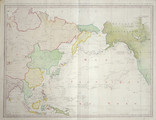 Carte de la Mer Pacifique du Nord, contenant la Cote Nord-Est d’Asie et la Cóte Nord-Ouest d’Amérique.