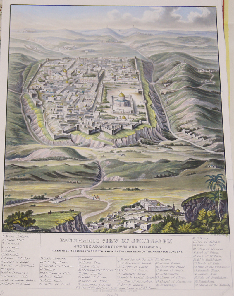 Panoramic view of Jerusalem and the adjacent towsn and villages…