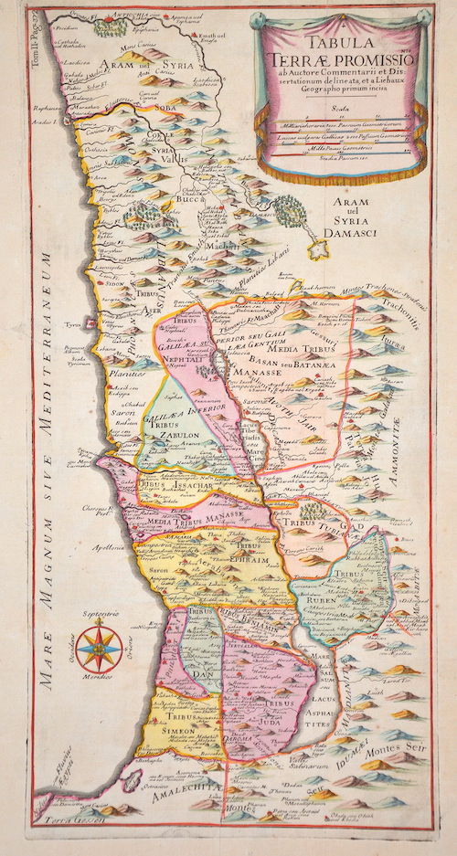 Tabula Terrae Promissionis ab Auctore Commentarii et Dissertationum delineata, et a Liebaux Geographo primum incisa.