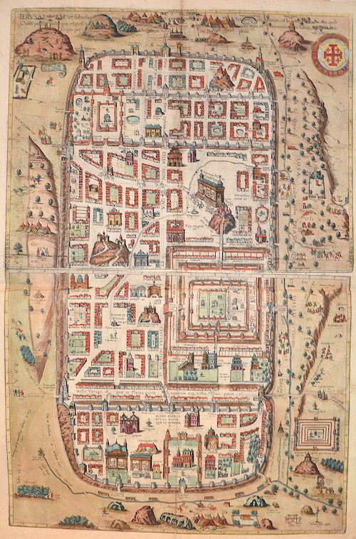 Jerusalem, et  suburbiaeius sicut tempore Christi floruit, cu locis, in quib.. / Jerusalem. Von Michael Eyzinger beschriben und illustriert.