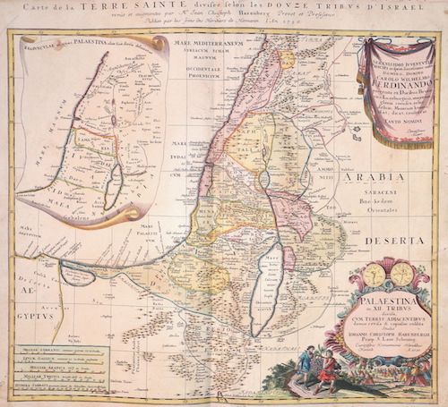 Carte de la Terre Sainte divesee se lon les douze tribus d´Israel