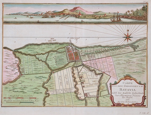 Carte von den Ggenden um Batavia nebst der Aussicht dieser Stadt