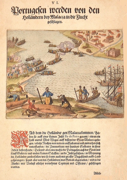 Portugesen werden von den Holländern bey Malacca in die Flucht geschlagen.