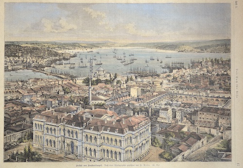 Ansicht von Konstantinopel. Nach einer Photographie gezeichnet von H. Nisle.