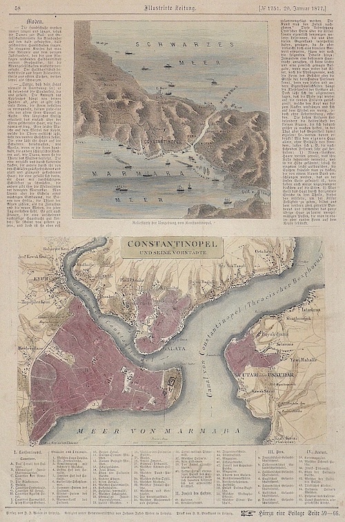 Reliefkarte der Umgebung von Konstantinopel. / Constantinopel und seine Vorstädte.