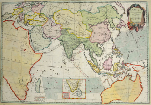 Carte pour servir a l’Histoire Philosophique et Politique des Etablissemens et du Commerce des Européens dans les deux Indes.