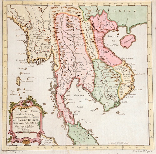 Carte de l Inde au-delà du Gange comprenant les Royaumes de Siam, de Tunquin, Pegu, Ava, Aracan,…