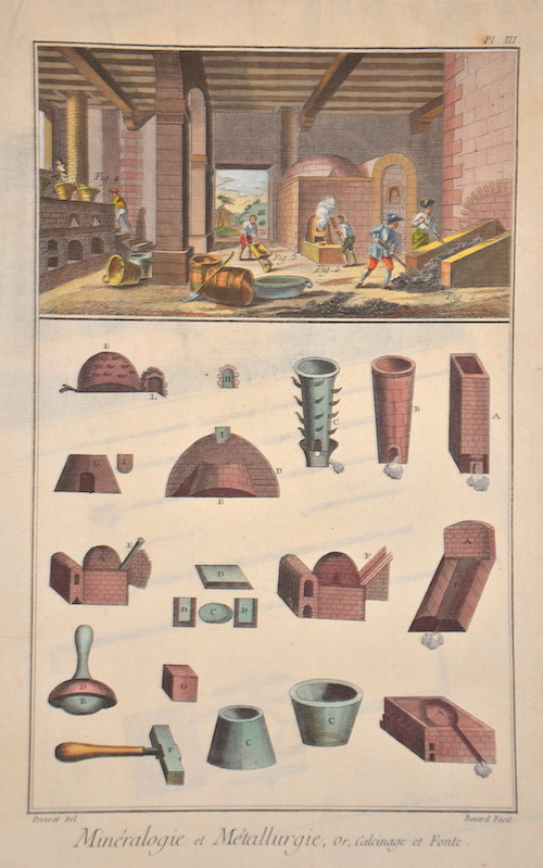 Mineralogie et Metallurgie, or , Calcinage et Fonte