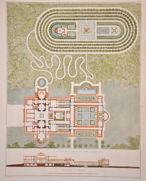 Grundriss des Landhauses mit seinen Garten-Anlagen. No. 120