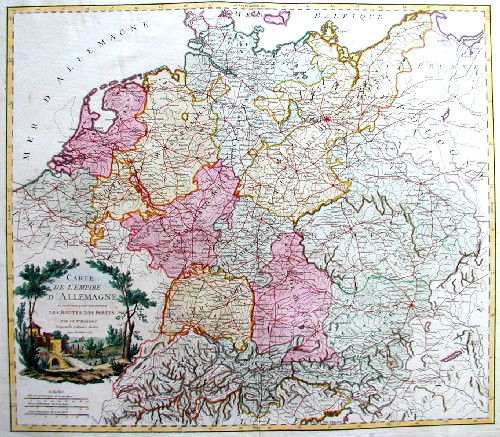 Carte de l´empire d´Allemagne……. les routes des postes