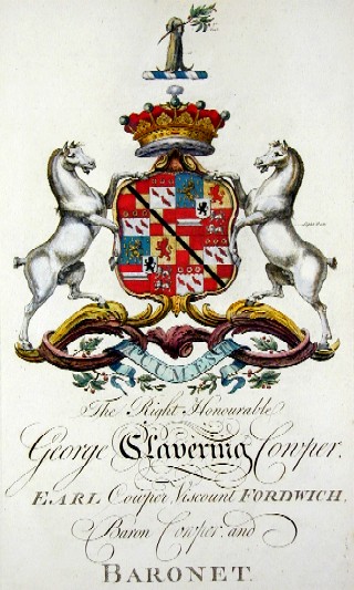 The Right Honourable George-Clavering Cowper, earl Cowper Wiscount Fordwich Baron Cowper and Baronet