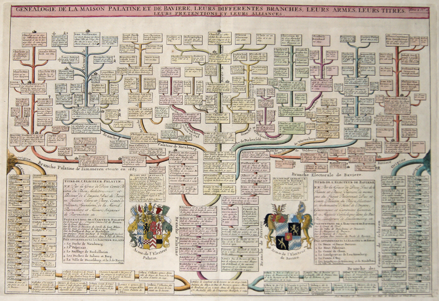 Genealogie de a Maison Palatine et de Baviere, Leurs differentes Branches, leurs Titres, Leurs Pretentions et Leurs Alliances.