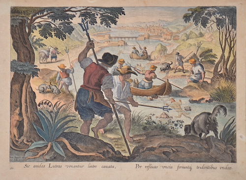Sic anidas Lutras venantur sintre cauata, Per refluas uncis feriuntq tridentibus undas.